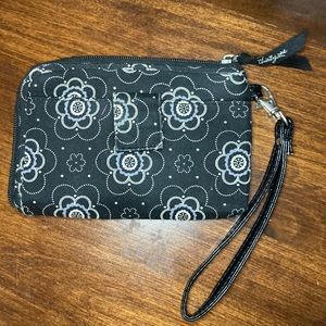 Black Floral Wristlet